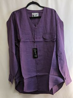 Goouch Mens LARGE Purple Long Sleeve Button Up Linen Shirt NWT. Condition is "New with tags". Shipped with USPS First Class. Double Front Pocket V Neck Vintage 90s Shirt Please check other listing for more Goouch Shirts.  .373 .374 .375 .376 .377 .378 .379 .380 .381 .382 .383 .384 .385 One more .220 Cotton V-neck Shirt With Pockets, Casual Purple V-neck Shirt, Linen V-neck Shirt With Buttons, Button Up Linen Shirt, Purple Long Sleeve, Purple Plum, Neck Shirt, Linen Shirt, Vintage 90s