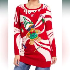 33 Degrees | Nwt Ugly Christmas Long Gingerbread Red Knit Embellished Sweater In Size Xl _______________________________________ Stock Photos May Be Included For Style And Fit. Please Review All Pictures, Video, Read Description Carefully And Ask Questions Before Committing To Buy B15 Fitted Christmas Sweater For Holiday, Fitted Christmas Holiday Sweater, Red Knit Christmas Top, Red Knit Top For Christmas, Fitted Red Christmas Sweater, Embellished Sweater, Embellished Sweaters, Ugly Christmas, All Pictures