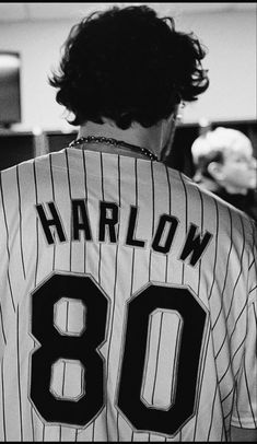 the back of a baseball player's jersey that reads harllow 80 on it