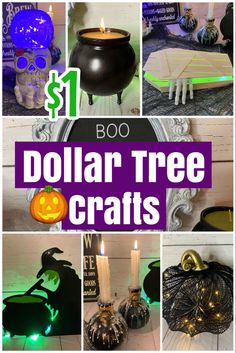 dollar tree crafts for halloween with text overlay