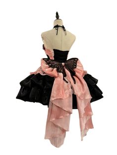 ❤Black Pink Lolita Princess Pure Style Halter Neck Suspender Dress❤︎ Pink And Black Gothic Dress, Pink And Black Fantasy Outfit, Pink Black Wedding Dress, Unique Pink Dress, Lolíta Dresses, Dress Types Chart, Pink Goth Dress, Black And Pink Wedding Theme, Black And Pink Clothes