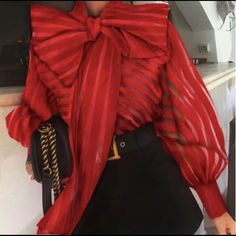 Brand New Beautiful And Statement Piece Chic Red Party Blouse, Chic Red Blouse For Evening, Elegant Red Top For Evening, Elegant Red Tops For Evening, Elegant Red Evening Top, Trendy Red Office Blouse, Red Long Sleeve Blouse For Evening, Chic Red Blouse For Work, Elegant Red Party Tops