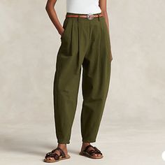 Cut For A Statement-Making Silhouette That Billows Through The Legs And Tapers In At The Waist And Ankles, These Pants Are Crafted With Lightweight Japanese Cotton Seersucker. Never Worn, Washed Once. Ralph Lauren Pants, Lauren Green, Fashion Attire, Japanese Cotton, Cultura Pop, Cotton Pants, Short Pants, Life Style, Mom Life