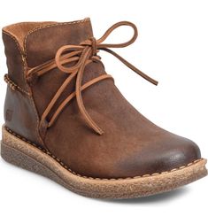 Free shipping and returns on Børn Calyn Wedge Chukka Boot at Nordstrom.com. This rugged chukka boot raised on a subtle wedge is outfitted with cushioned support and a flexible sole to keep you totally comfortably. Womens Winter Ankle Boots, Comfortable Leather Boots With Flat Heel, Casual Leather Lace-up Wedge Boots, Comfortable Brown Boots With Rubber Sole, Casual Lace-up Boots With Leather Sole For Walking, Casual Boots With Leather Footbed And Flat Heel, Casual Walking Boots With Flat Heel, Ugg Chukka Boots Outfit, Brown Slip-on Boots For Everyday