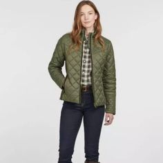 Barbour Grassmere Quilted Jacket In Olive Msrp$370 British Chic Color : Olive/Green Pink Tartan The Barbour Grassmere Ladies Quilted Jacket Takes The Classic Quilt To A New Level Of Style. Crafted With Detailed Contrasting Quilted Panels Around The Neckline And Cuffs, With Exposed Zips And Chic Cord Trim. There Are Ribbed Side Panels To Ensure A Comfortable Yet Elegantly Shaped Fit And A Funnel Neck For Added Warmth And Cosiness. Enjoy Comfort And Style This Winter With A Modern Take On A Timeless Classic. Modern Take On A Classic Elegantly Shaped Fit Ribbed Side Panels Contrasting Quilted Panels Exposed Zips On Pockets & Centre Fastening Cord Trim Cord Collar Strap Funnel Neck S Fitted Long Sleeve Quilted Jacket For Fall, Fitted Long Sleeve Quilted Jacket For Outdoor, Green Quilted Jacket For Fall Workwear, Green Quilted Workwear Jacket For Fall, Green Quilted Jacket For Spring, Barbour Jacket Women Outfit Quilted, Classic Quilted Jacket With Button Closure, Green Cotton Quilted Jacket, Military Style Padded Collar Outerwear For Outdoor