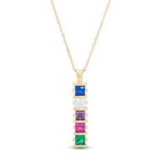 This mother's bar-style pendant can be personalized with the five 3.0mm princess-cut birthstones that you choose stacked on top of each other to complete the look. The design suspends along an 18.0-inch rope chain that secures with a spring-ring clasp. Necklace Stones, Mother Jewelry, Peoples Jewellers, Bar Styling, Mothers Necklace, Bar Pendant, Baguette Diamond, Birthstone Necklace, Rope Chain