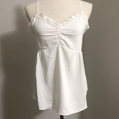 Bnwt White Adjustable, Cross Back Straps Soft, Silky Material With Lace Trim Dream Style, Back Strap, Lace Trim, Color White, Blouses, Womens Tops, Trim, Lace, Women Shopping