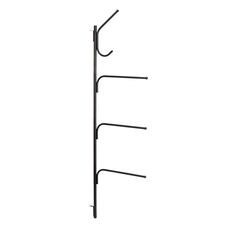 a black coat rack with three hooks on it