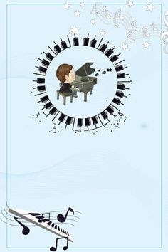 a girl is playing the piano and an airplane in the sky with stars around her