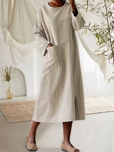 Describe-Cotton And Linen Mid-length Long-sleeve Plus Size DressMaterial Description-Fabric:Cotton BlendGarment Care-Machine Washable Casual Long Sleeve Midi Dress With Button Cuffs, Casual Long Sleeve Long Dress For Spring, Long Sleeve Midi Dress With Buttons, Plain Long Sleeve Casual Dress, Casual Plain Long Sleeve Dress, Casual Long Sleeve Plain Dress, Plain Long Sleeve Midi Dress For Fall, Long Sleeve Plain Midi Dress For Fall, Solid Color Long Sleeve Midi Dress With Buttons