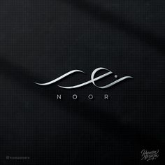 the logo for noor is shown on a black background with white lines and letters