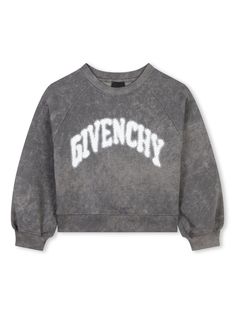 anthracite grey cotton jersey fleece faded effect logo print to the front signature 4G motif crew neck drop shoulder long raglan sleeves ribbed cuffs and hem Dress With Jean Jacket, Shoes Retro, Baby Boy Accessories, Jupe Short, Dolce And Gabbana Kids, Jersey Sweatshirt, Fly Girl, Summer 24