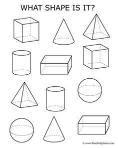 the shape worksheet is shown with different shapes