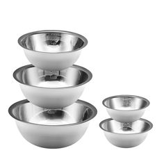 three silver bowls stacked on top of each other