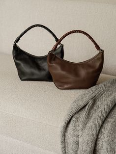 Versatile Leather Shoulder Bag With Braided Handles, Leather Bags With Braided Handles For Work, Leather Work Bag With Braided Handles, Leather Bag With Braided Handles For Work, Workwear Woven Leather Shoulder Bag, Everyday Hobo Bag With Braided Round Handles, Hobo Bag With Braided Round Handles For Everyday, Hobo Bag With Braided Handles For Everyday, Classic Shoulder Bag With Braided Handles For Everyday