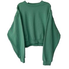 Nwot!!! Sporty & Rich Nwot Crop Top Sweatshirt. 100% Cotton And Made In Usa. Oversized Solid Cotton Cropped Sweater, Green Crew Neck Top With Ribbed Cuffs, Basic Green Long Sleeve Sweater, Green Tops With Ribbed Cuffs For Fall, Green Winter Tops With Ribbed Cuffs, Green Oversized Cropped Sweater With Crew Neck, Oversized Green Cropped Crew Neck Sweater, Oversized Green Crew Neck Cropped Sweater, Green Crew Neck Cropped Sweater For Fall