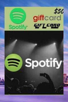 the spotify gift card is $ 50 and it has an image of people on stage