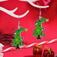 Dangle Christmas Grinch Earrings 2 Available I Ship Fast And Well Packaged. Binc Cartoon Christmas Tree, Grinch Christmas Tree, Party Cartoon, Christmas Eve Gift, Christmas Tree Star, Christmas Party Gift, Cute Christmas Tree, Grinch Stole Christmas, Wooden Christmas Trees