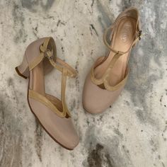 In Gently Used Condition With No Flaws Has Adjustable Straps & A Little Heel These Look Like Brand New And Are In Great Shape Beige Almond Toe Court Shoes With Heel Strap, Summer Fitted Beige Court Shoes, Beige Almond Toe Court Shoes With Contrasting Heel, Fitted Beige Court Shoes For Summer, Summer Beige Court Shoes Medium Width, Beige Court Shoes For Summer, Beige Medium Width Court Shoes For Summer, Beige High Heel Court Shoes With Contrasting Heel Counter, Beige Low Heel Shoes With Medium Width