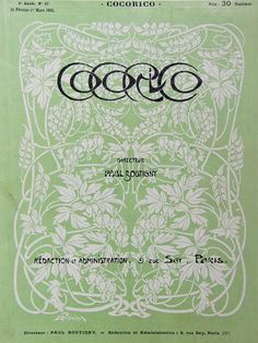 an old book with the title cococo written in black and white on green paper