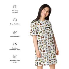 T-shirt dress Entomologist - white dress with funny colorful print ins – kudrylab Casual Cotton Dresses With All Over Print, Green Cotton Dress With Graphic Print, White Cotton T-shirt Dress With Graphic Print, Science Gifts, Street Style Outfit, Oversized Fits, T Shirt Dress, Colorful Prints, Looks Great