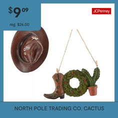 the north pole trading co cactus ornament is on sale for $ 9 99