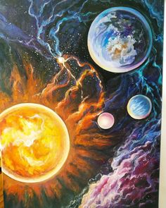 a painting of the solar system is shown