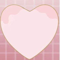 a pink and gold heart shaped frame on a checkered background