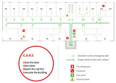 a diagram showing the location of an emergency exit