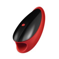 a red and black object on a white background