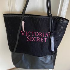 Never Used . Retails For $78 Victoria's Secret Pink Tote Bag, Victoria's Secret Black Rectangular Bag, Black Rectangular Victoria's Secret Bag, Pink Victoria's Secret Bag With Adjustable Strap, Trendy Large Capacity Victoria's Secret Bag, Victoria's Secret Black Pouch Bag, Victoria's Secret Black Bags For Errands, Victoria's Secret Large Capacity Shopping Bag, Victoria's Secret Daily Use Tote Bag