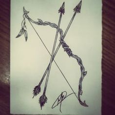 a drawing of an arrow and bow with arrows in it on a piece of paper