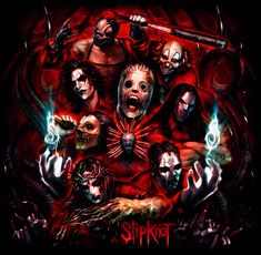 the poster for slipknot's upcoming album, in which they are surrounded by demonic