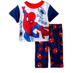 Spiderman Baby Boys 2-Piece Pajama Set, Navy Web,18m. Condition Is New With Tags. 100% Polyester,Pull On Closure,Machine Wash,Short Sleeve Top,Long Pants,Comfy For Great Sleep, Casual Bedtime Sets With Character Print, Red Cotton Sets With Character Print, Cotton Character Print Sets For Playwear, Cotton Sleepwear Sets With Character Print, Cotton Sleep Sets With Character Print, Blue Cotton Character Print Sets, Blue Cotton Sets With Character Print, Multicolor Cartoon Print Bedtime Sets, Cute Character Print Sleep Sets