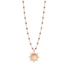 Gigi Clozeau - Sun Classic Gigi Copper necklace, Rose Gold, 16.5 Luxury Rose Gold Charm Necklace With Adjustable Chain, Rose Gold Beaded Chain Necklace For Gift, Fine Jewelry Rose Gold Necklace With Pearl Pendant, Rose Gold Pearl Pendant Necklace In Fine Jewelry, Rose Gold Pearl Pendant Necklace Fine Jewelry, Elegant Pink Gold Necklaces With Delicate Chain, Elegant Pink Gold Necklace With Delicate Chain, Elegant Rose Gold Beaded Necklace For Gifts, Dainty Rose Gold Necklace With Beaded Chain