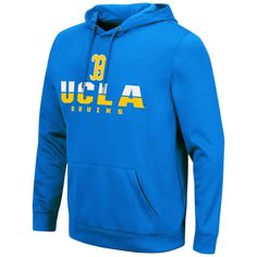 Send cooler temperatures packing in bold UCLA Bruins fashion when you reach for this Lantern hoodie from Colosseum. It features unmistakable UCLA Bruins graphics across the chest, a comfortable midweight design and a classic front pouch pocket. Take on chilly game days with all the tenacity of the team in this cozy pullover. Brand: Colosseum Fleece lining Front pouch pocket Hood with drawstring Imported Long sleeve Machine wash, tumble dry low Material: 100% Polyester Midweight hoodie suitable f Blue Team Spirit Hoodie With Team Name, Collegiate Blue Fleece Sweatshirt, Blue Fleece Hoodie With Team Spirit, Blue Team Hoodie, Blue Hoodie With Team Name For Sports Events, Blue Team Spirit Hoodie For Sports, Blue Hoodie For Game Day Fan Apparel, Blue Moisture-wicking Sweatshirt For Sports, Blue Sports Fan Apparel Hoodie