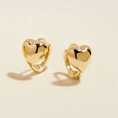 Gold Boo Heart Huggie Earrings | Fine Jewelry | Adornmonde Padam Padam, Huggie Earrings Gold, Wishlist 2024, Conch Earring, Luxe Jewelry, Heart Motif, Ear Stack, Silver Ear Cuff, June 2024