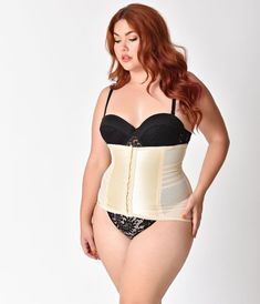 1950s Lingerie, White Lace Shorts, Vintage Plus Size, Plus Size Vintage, Waist Cincher, Under Dress, Waist Trainer, 1950s Fashion, Plus Size Lingerie