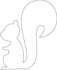 the outline of a squirrel's head and tail is shown in black on a white background