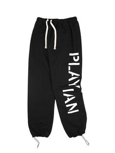 Editor's NotesSweatpants designed by PLAYIAN. With the adjustable string and stopper on the hem, the silhouette is adjustable. You could style them as you want, in straight or jogger style. Recommend having these as a versatile street casual item.- Heavy sweat material- Elasticated waistband with drawstring- Logo printed on the side- Silhouette adjustable pants- Basic item- Side pocketsMeasurements(in.)Size: M / L / XLWaist: 13 / 13.4 / 13.8 in.Thigh: 13.4 / 13.8 / 14.2 in.Hem: 9.1 / 9.4 / 9.8 in.Rise: 12.6 / 13 / 13.4 in.Length: 41.1 / 41.7 / 42.3 in.*Model info(M): Height 6' 2.0 / Fitting size XL*Model info(W): Height 5' 4.17 / Fitting size MCompositions & Care- 60% Cotton, 40% Polyester- Please check the care label- Do not tumble dry- Recommend hand washing in cold waterDesigner- by Athleisure Sweatpants With Elastic Side Panels For Leisure, Sporty Joggers With Elastic Side Panels For Leisure, Sporty Sweatpants With Elastic Cuffs For Leisure, Trendy Sports Pants With Drawstring, Black Drawstring Sportswear Pants, Trendy Drawstring Pants For Sports, Trendy Drawstring Sports Pants, Hip Hop Style Sweatpants With Drawstring For Sports, Black Joggers With Elastic Side Panels For Loungewear