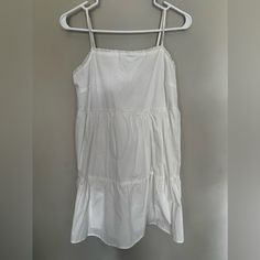 White Mini Dress, Size S Never Worn White Cotton Mini Dress For Summer, White Cotton Mini Dress With Spaghetti Straps, White Cotton Sundress For Day Out, White Cotton Midi Dress With Spaghetti Straps, White Mini Dress With Spaghetti Straps For Daywear, White Cotton Summer Mini Dress, White Summer Sundress For Daywear, White Spaghetti Strap Mini Dress For Daytime, White Mini Sundress For Daytime