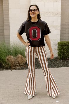 OHIO STATE BUCKEYES GAMEDAY GALORE STUDDED SHORT SLEEVE MODERATELY CRO Studded Shorts, Short Sleeve Design, Ohio State Buckeyes, Cropped Tee, After Party, Cold Air, Ohio State, Crop Tee, Sleeve Designs