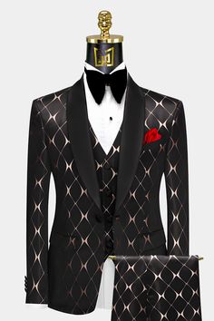 Black and Rose Gold Tuxedo Rose Gold Tuxedo, Rose Gold Suit, Latest Suit Styles, Gold Tuxedo, Tuxedo Prom, Smith Wedding, Prom Tuxedo, Gold Suit, Green Tuxedo