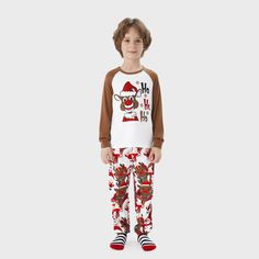 Family matching pajamas with Christmas-themed designs and raglan sleeves for a comfortable and festive night.
* Please add each size separately to your shopping cart
* Each size includes 1 set of pajamas (1 top+1 bottom), or 1 romper.
* For children's safety, pajamas should be snug-fitting or flame-resistant. These kids' and babies' pajamas are flame-resistant.
* Drawstring and pocket design on all pants
* Raglan sleeves for comfortable fit
* Allover Christmas-themed designs on pants
* Round neckline 
* Long sleeves
* Suitable for home, leisure, and Christmas parties
* Moderate fit and length
* Imported from a reliable supplier
* Product design includes Christmas-themed designs with raglan sleeves Christmas Sleep Sets With Long Sleeves, Christmas Bedtime Long Sleeve Sets, Casual Holiday Festive Sleepwear, Christmas Cotton Sleepwear For Bedtime, Casual Christmas Sleepwear For Pajama Party, Casual Cotton Holiday Sleepwear, Cotton Christmas Sleepwear For Sleepovers, Casual Christmas Sleepover Sets, Casual Holiday Sets For Pajama Party