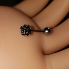 This Is A Brand New Stainless Steel 14g (14 Gauge) Tongue Ring Barbell Piercing Jewelry... It's Stainless Steel Bar With Rose Design... Cute Tongue Piercing, Avatar Accessories, Tongue Jewelry, Tongue Piercing Jewelry, Citrine Crystal Necklace, Tongue Ring, Barbell Piercing, Lavender Quartz, Mesh Necklace