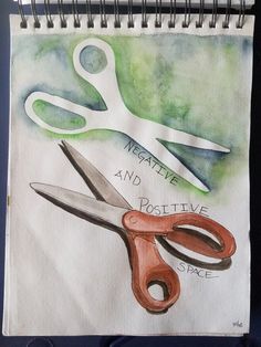 a drawing of scissors and the words negative and positive