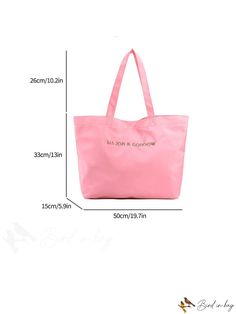 BirdinBag - Stylish Solid Color Tote Bag for Fashionable Women with Letter Print Inch Bag, Nylon Tote Bags, Details Pictures, Types Of Lettering, Pink Style, Nylon Tote, Word Wrap, White Space, Shoulder Tote Bag