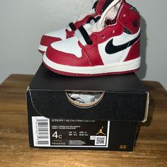 Chicago “Lost And Found” Jordan 1. Brand New Size 4c Red Sneakers With Soft Sole For Playtime, Sporty Red Sneakers With Soft Sole, Red High-top Sneakers For Playtime, Red Sporty Sneakers With Soft Sole, Red Low-top Sneakers With Soft Sole, Lost And Found Jordan 1, Shoes Jordan 1, Shoes Jordan, Lost And Found