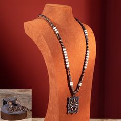 Necklace with Earring Set Southwestern Style Metal Jewelry As Gift, Southwestern Style Metal Jewelry For Gifts, Southwestern Style Metal Jewelry Gift, Southwestern Brown Copper Jewelry, Brown Pendant Costume Jewelry, Brown Costume Jewelry Pendant, Brown Metal Pendant Jewelry, Bohemian Metal Necklace With Matching Earrings, Couture Jewelry