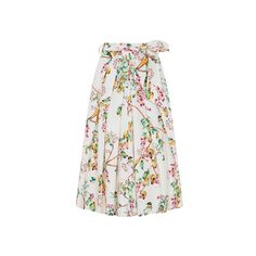 Our Jemima Skirt in Gardenia Bird print is a statement piece with plenty of styling potential. Designed to be high-waisted, it has a detachable tie belt and elegant full skirt. Deep pleats and concealed side-seam pockets bring practicality while an invisible zip and full cotton lining make for sophisticated finish. Made from and lined in 100% cotton  Turn inside out and Machine wash at 30°C with similar colours  Do not tumble dry. Dry away from direct heat and sunlight  Cool iron on reverse  Do Floral Print Flared Skirt For Garden Party, White Bottoms For Summer Garden Party, White Lined Skirt For Garden Party, Spring Flared Skirt For Garden Party, Spring Garden Party Midi Skirt, Spring Garden Party Flared Skirt, White Printed Flowy Bottoms, White Long Skirt For Garden Party, Chic White Skirt For Garden Party